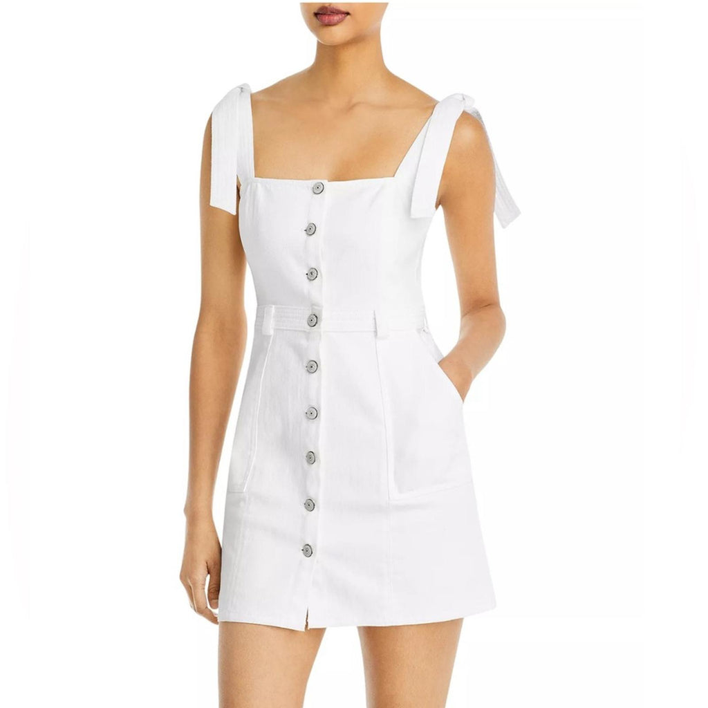 Cinq à Sept Shayla Tie Strap Button Front Dress, White Size 6 New w/Tag $395