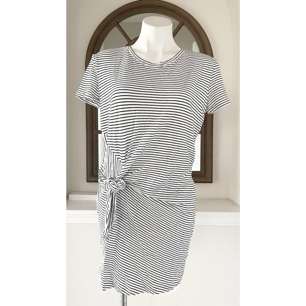 Vince Classic Stripe Side-Tie Dress, White/Black Size S EXCELLENT! Retail $225