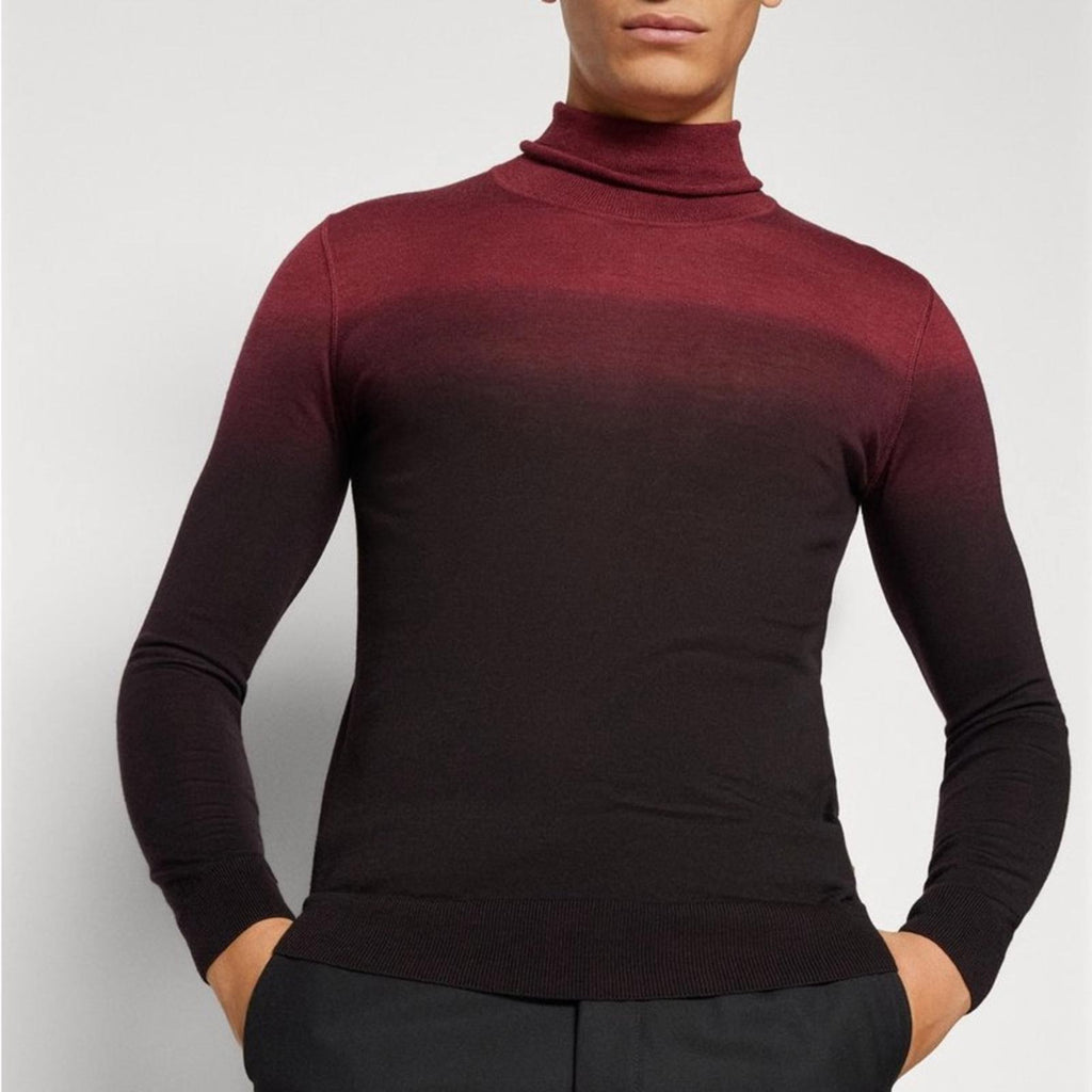 BOSS Wool & Silk Turtle Neck Sweater in Red/Black, Size S, New w/Tag