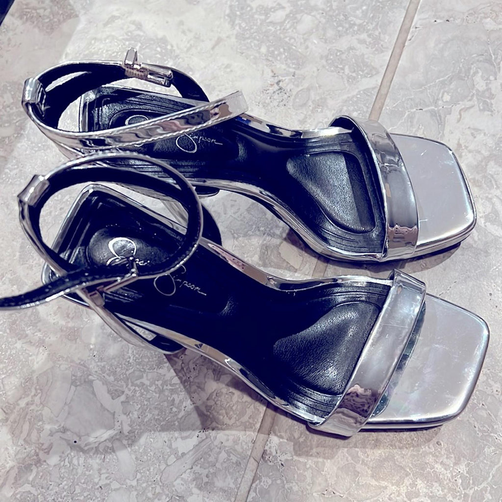 Jessica Simpson Adonia Metallic Platform Ankle Strap Sandals, NWT, Size 6.5