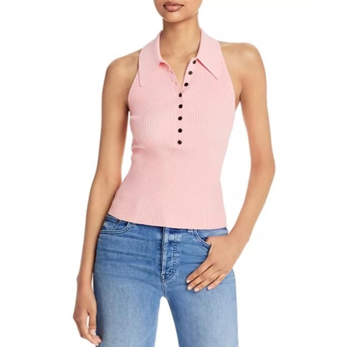 A.L.C. Asher Ribbed Top in Pink Sand, Size L New w/Tag Retail $295