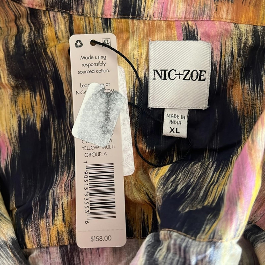 NIC+ZOE Dreamy Refined Ruffle Shirt, Yellow Multi Size XL New w/Tag $158