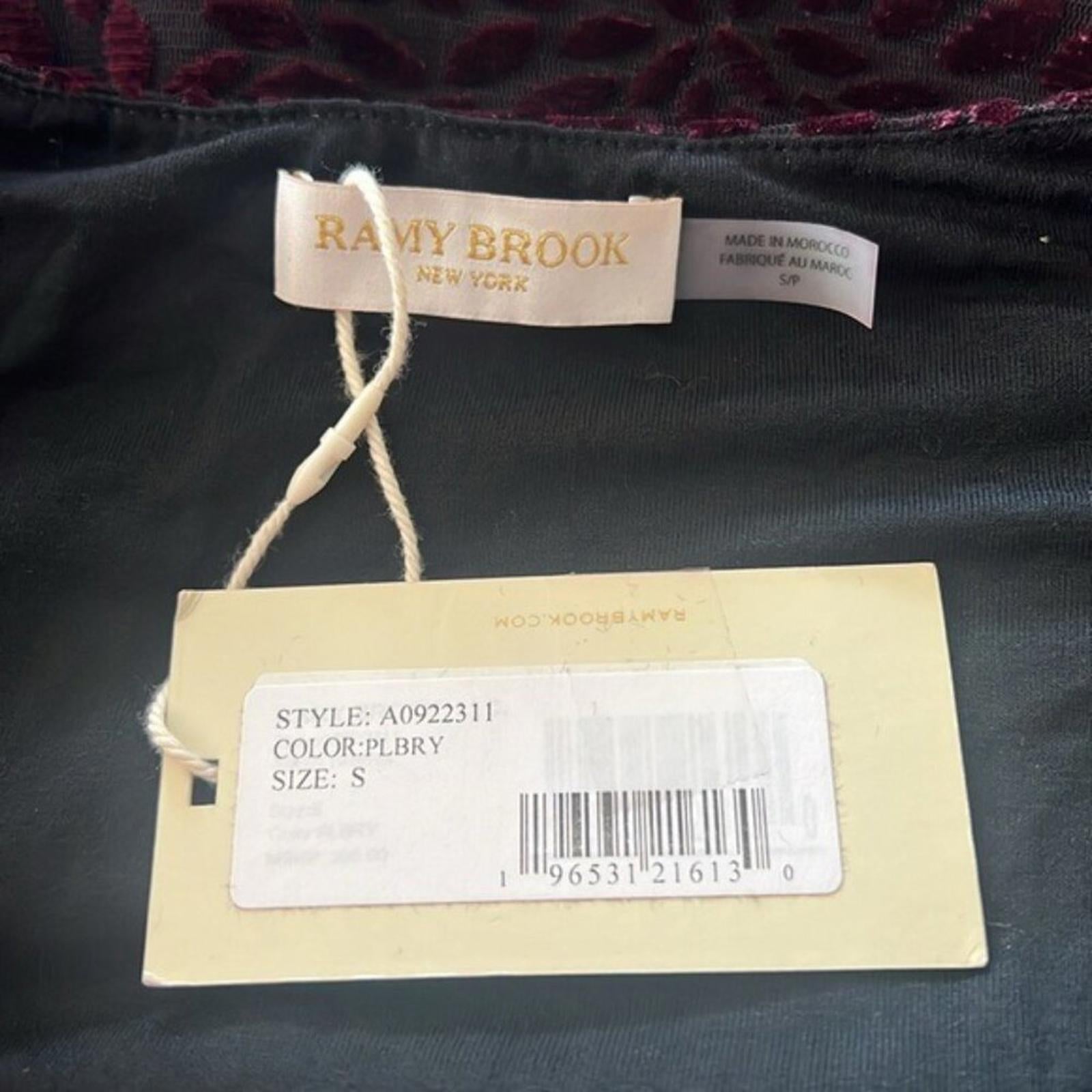 Ramy Brook Aman Mini Dress in Velvet Burnout Print Plum Berry Size XL NWT $395