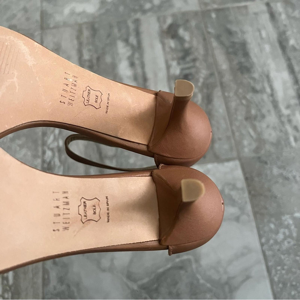 NEW Stuart Weitzman Nunakedstraight Strap Sandals 3” Heel, Size 8.5, Retail $475