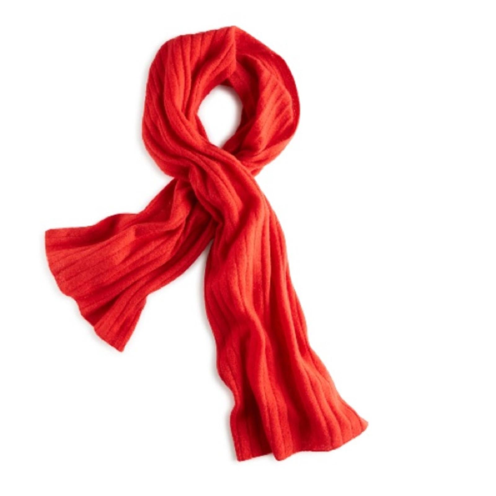 Charter Club Luxury 100% Cashmere Ribbed Scarf in Calypso Red New w/Tag $108.50