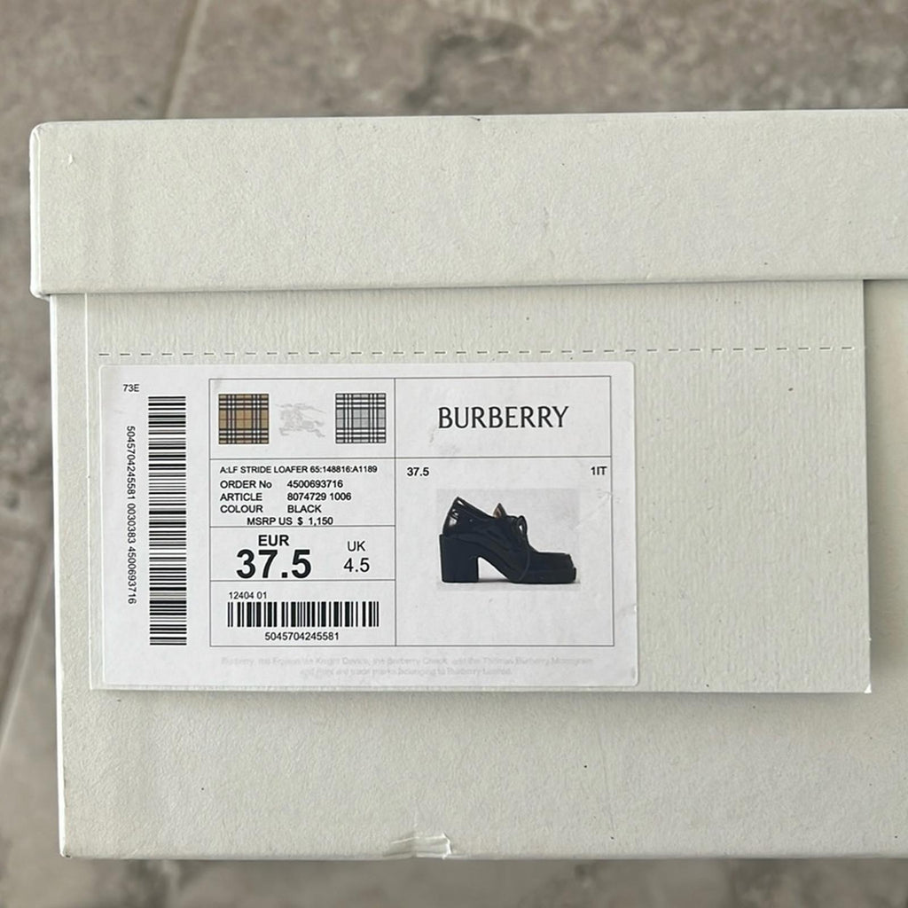 Burberry Leather Stride Loafers in Black, Size 37.5 NEW in Box w/DustBag $1150
