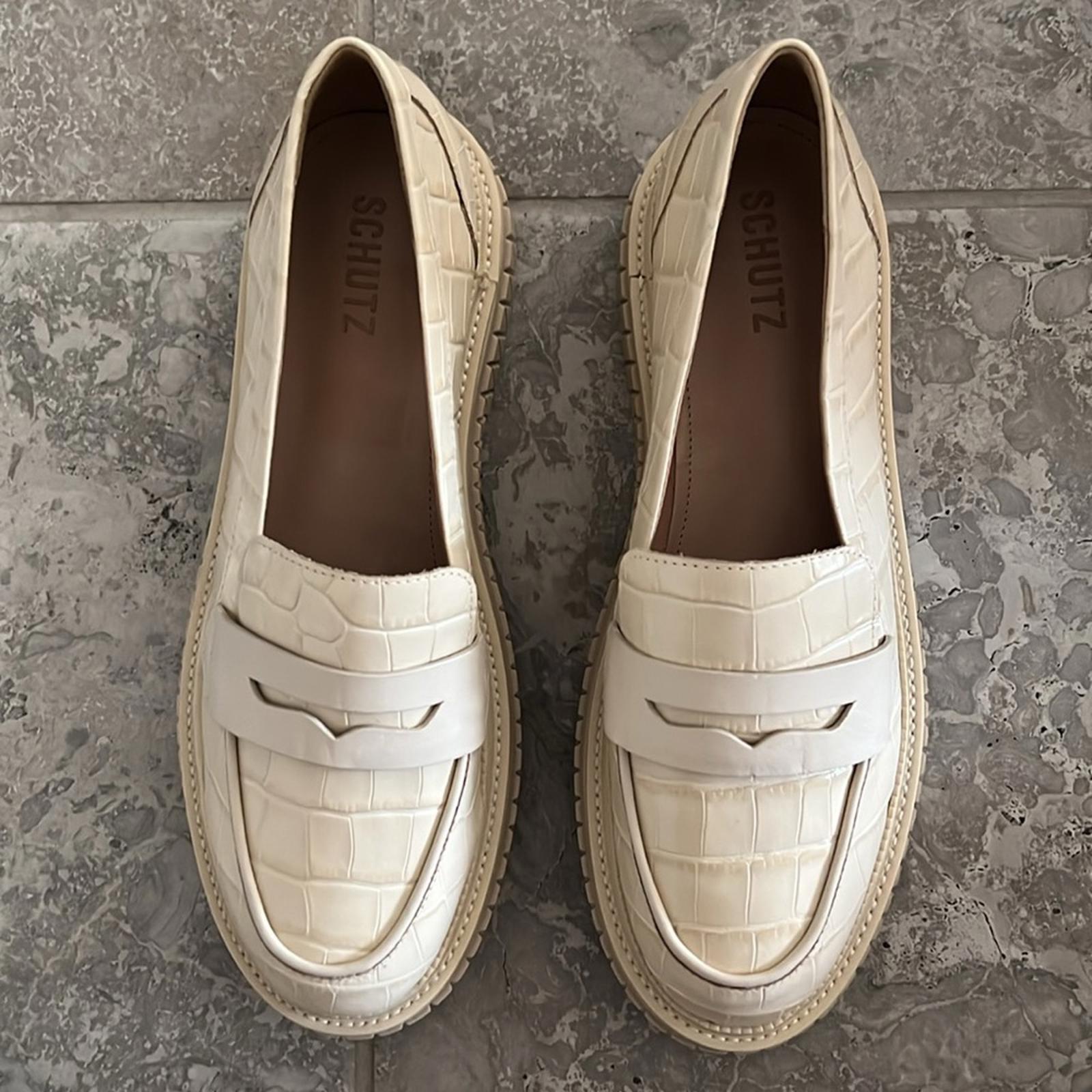 SCHUTZ Viola Crocodile-Embossed Leather Platform Loafer Size 11 New in Box