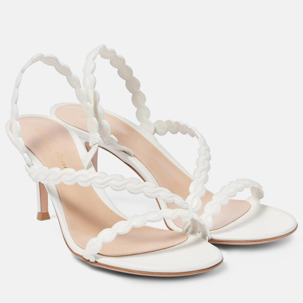 Gianvito Rossi 70 Leather Sandals in White, Size 37.5, New in Box w/DustBag