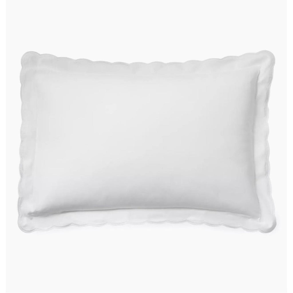 Ralph Lauren Organic Cotton Malin Scallop Standard Sham in White/Silver NEW $200