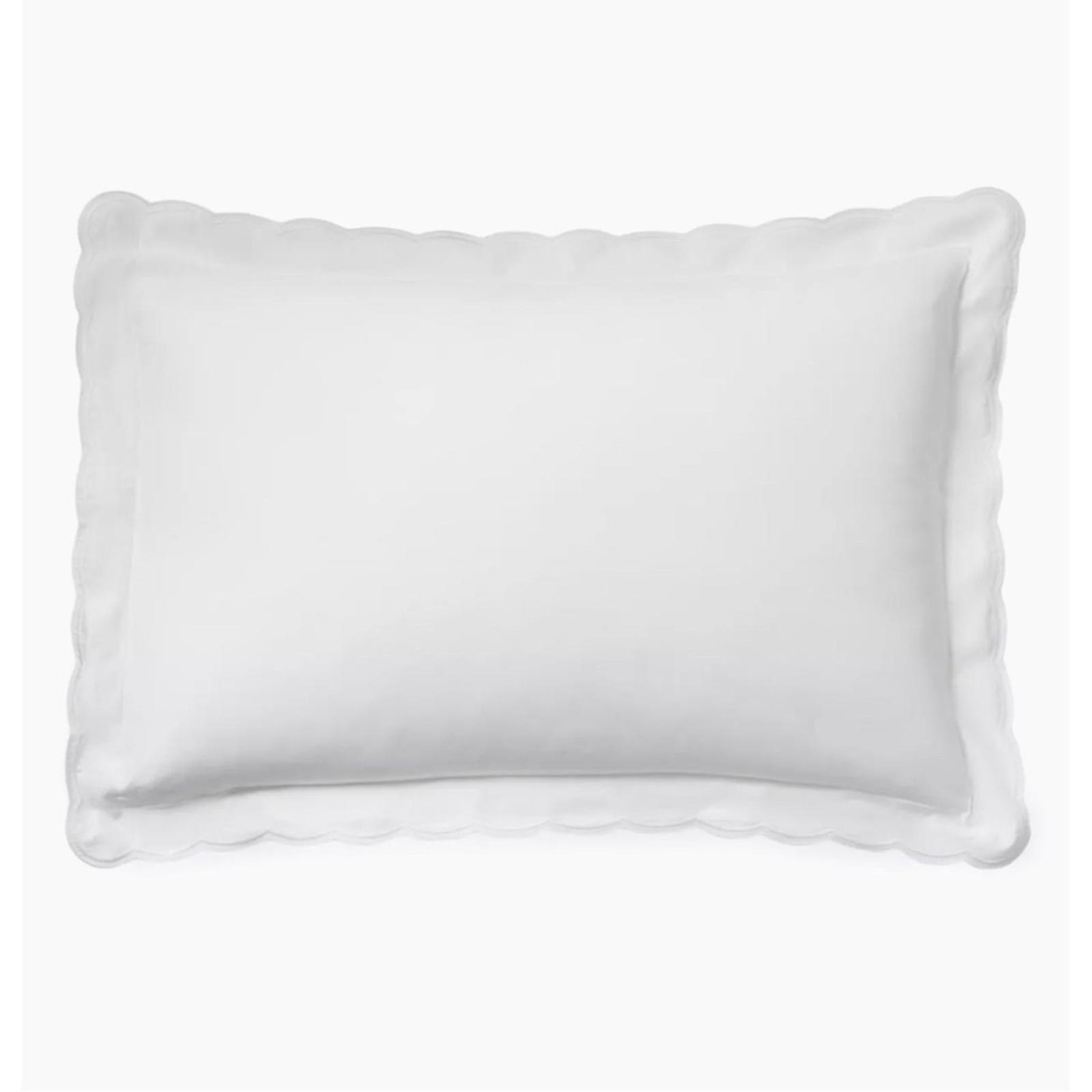 Ralph Lauren Organic Cotton Malin Scallop Standard Sham in White/Silver NEW $200