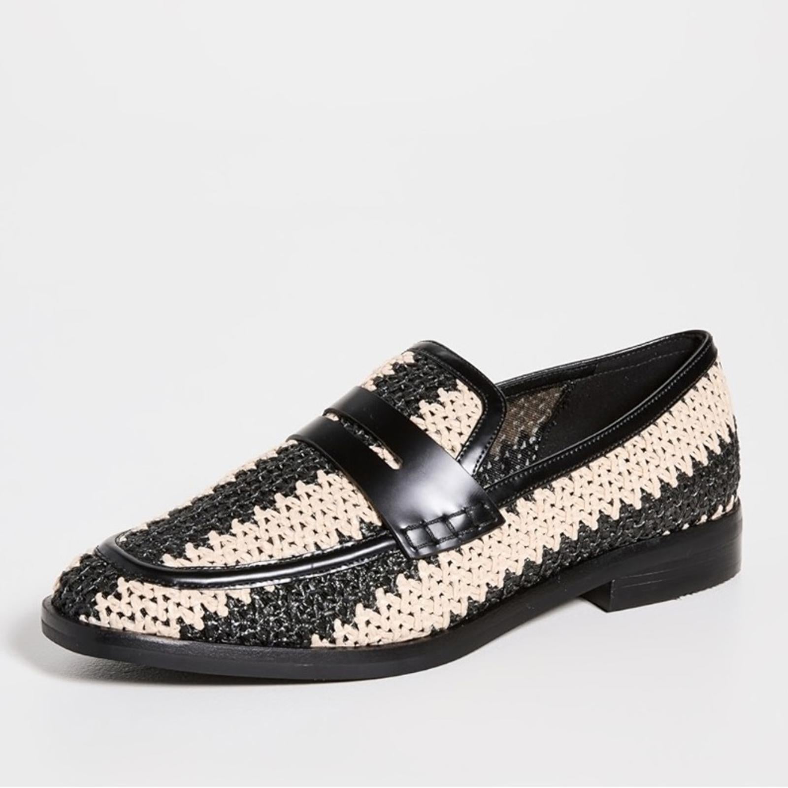 3.1 Phillip Lim Alexa Raffia & Leather Penny Loafers in Antique White/Black NEW