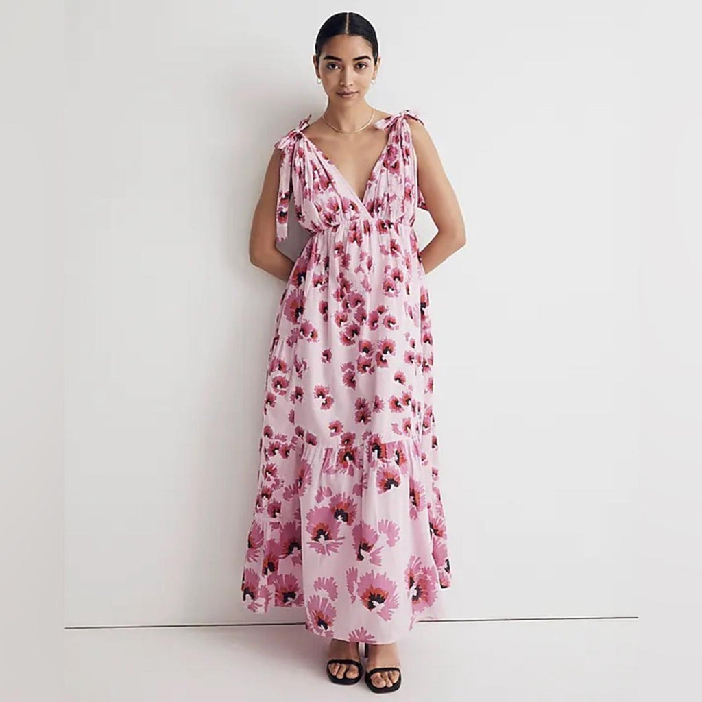 Banjanan Cosmos Maxi Dress, Floral Mix Cotton Voile New w/Tag