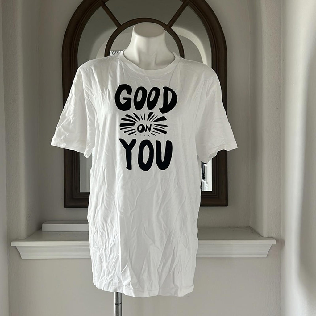 New DOLAN White “Good On You” Graphic T-Shirt, Unisex Size L New w/Tag