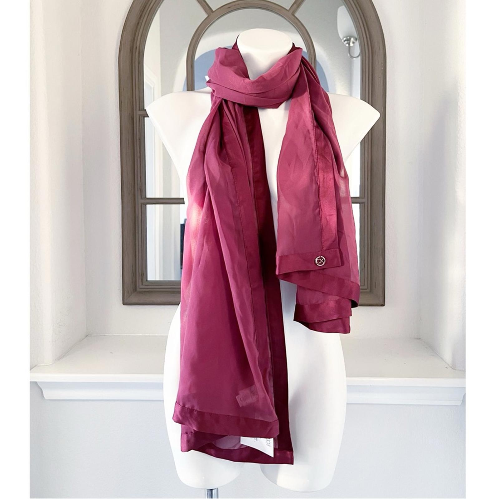 NWT Calvin Klein Satin Trim Evening Wrap, Burgundy