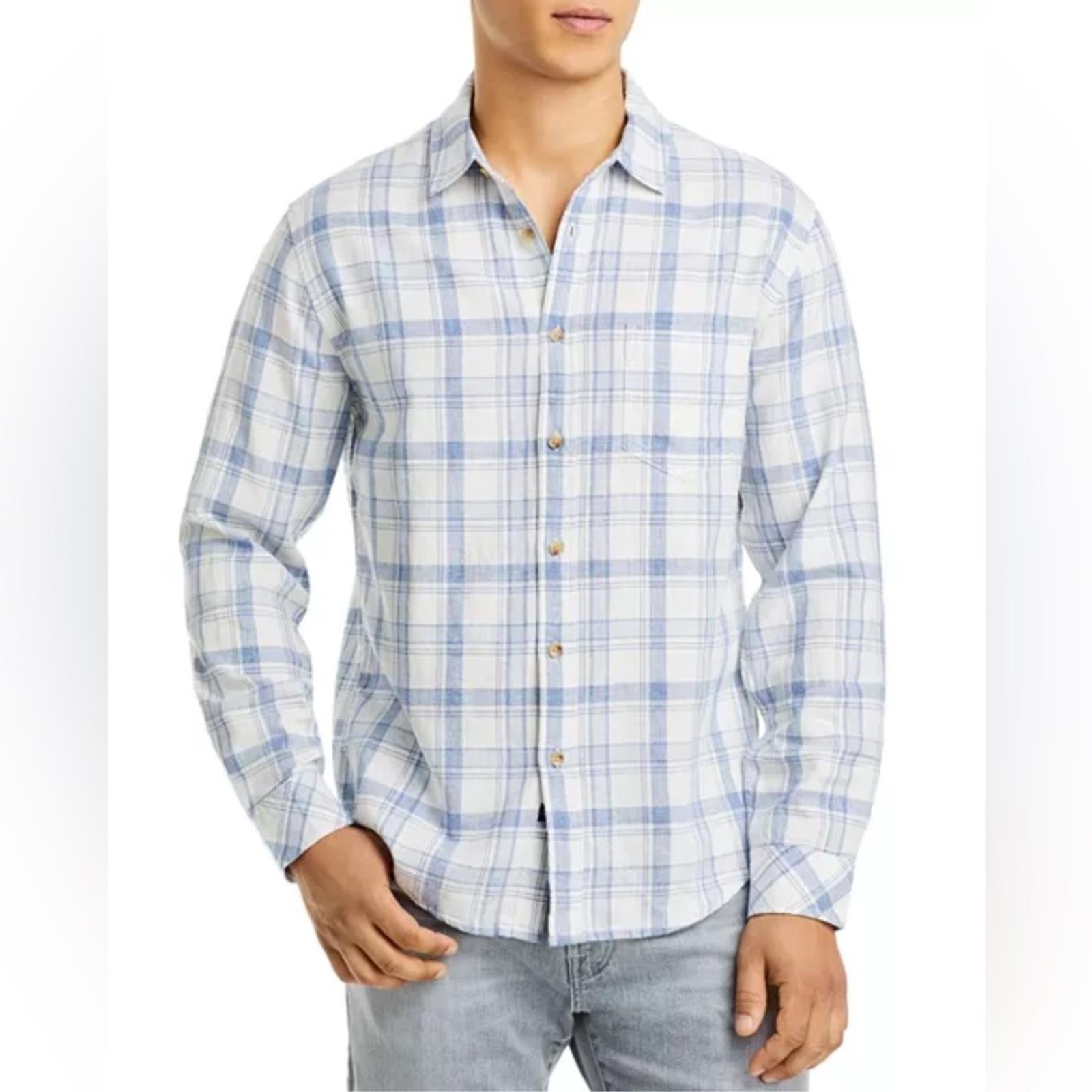 Rails Wyatt Plaid Shirt in White Denim Heather, Size M NEW w/Tag $148