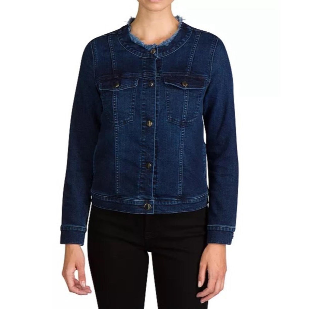 JEN7 by 7 For All Mankind Collarless Denim Jacket with Frayed Detail Size 3X NWT