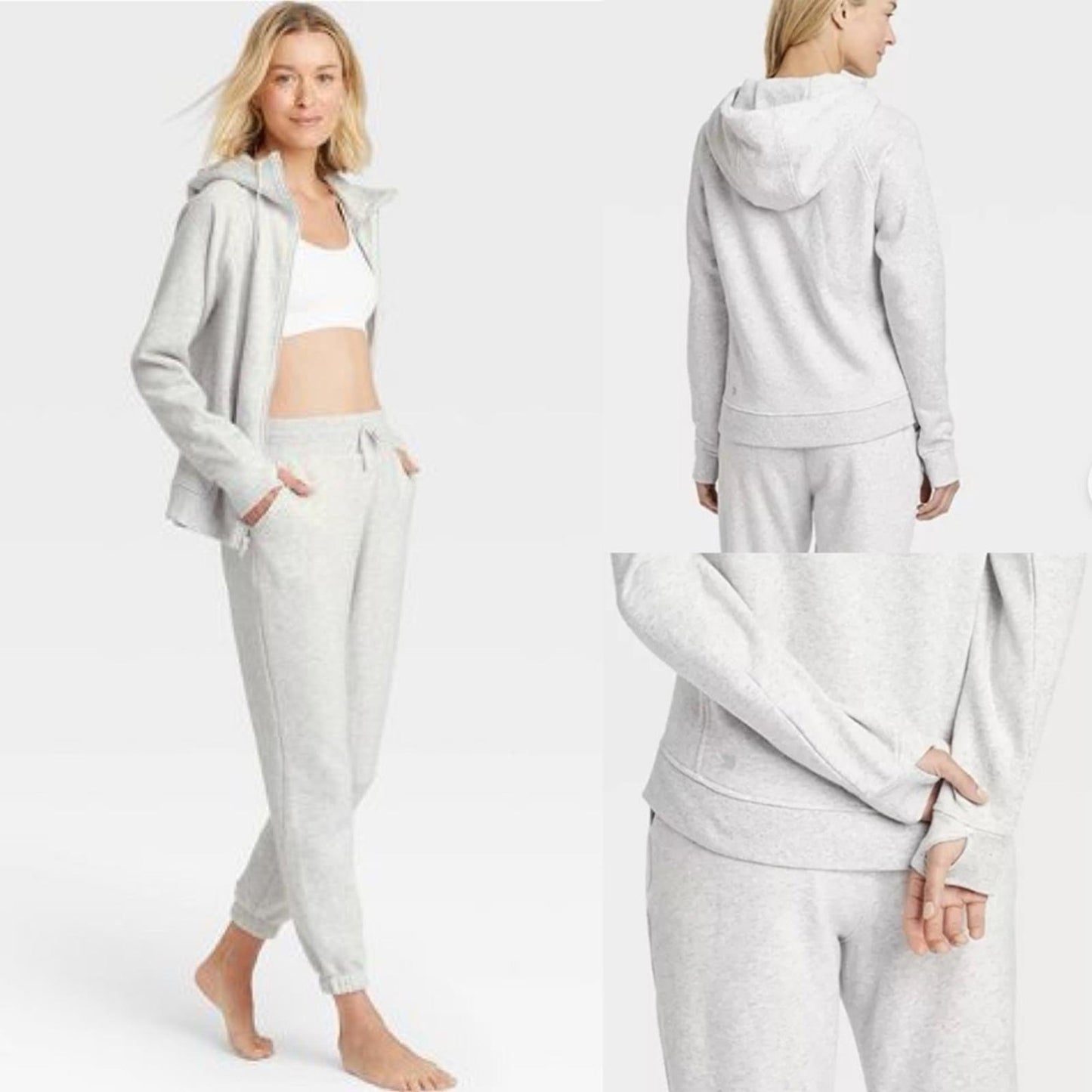 2-Piece Set All in Motion Fleece Joggers + Full Zip Hoodie Sweatshirt Size S NWT