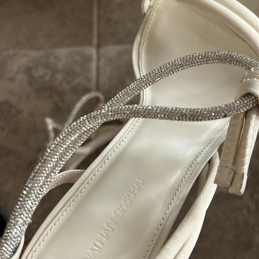 Jonathan Simkhai Revolve Cassie Crystal Strappy Sandal in Ivory, Size EU 41 $595