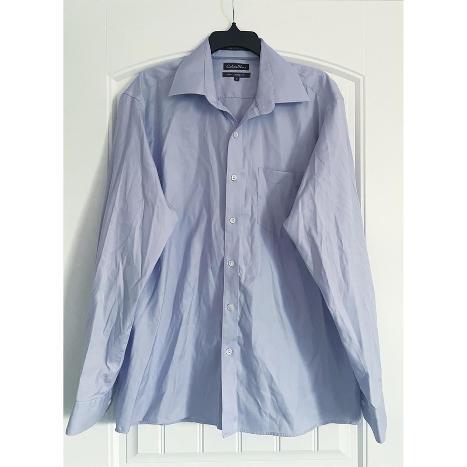 NEW ColorPlus Wrinkle Resistant Lavender Dress Shirt, Neo Classic Fit Size L