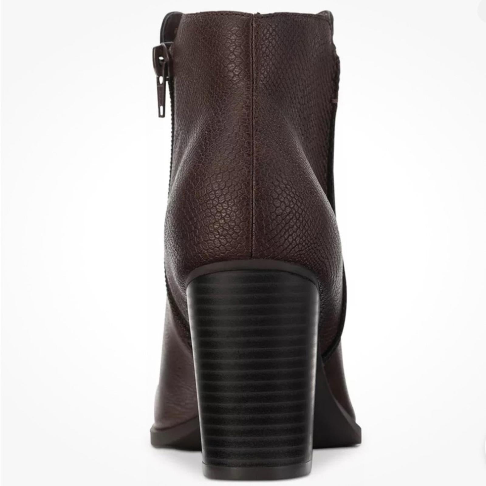 Sun+Stone Graceyy Cut-Outs Block Heel Booties in Brown, Size 12 NEW $79.50