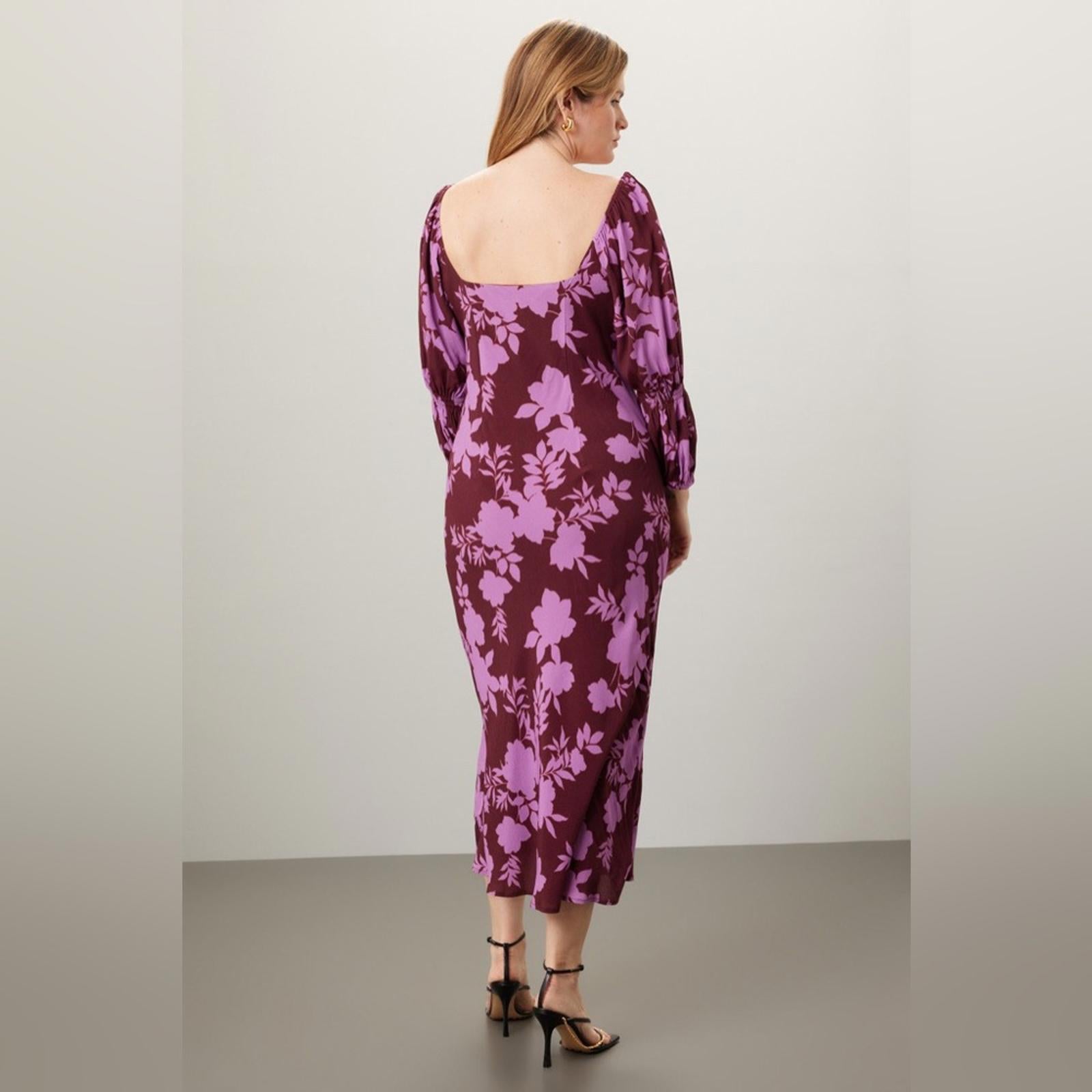 Peter Som x RTR Floral Midi Square-Neck Dress, Size 2
