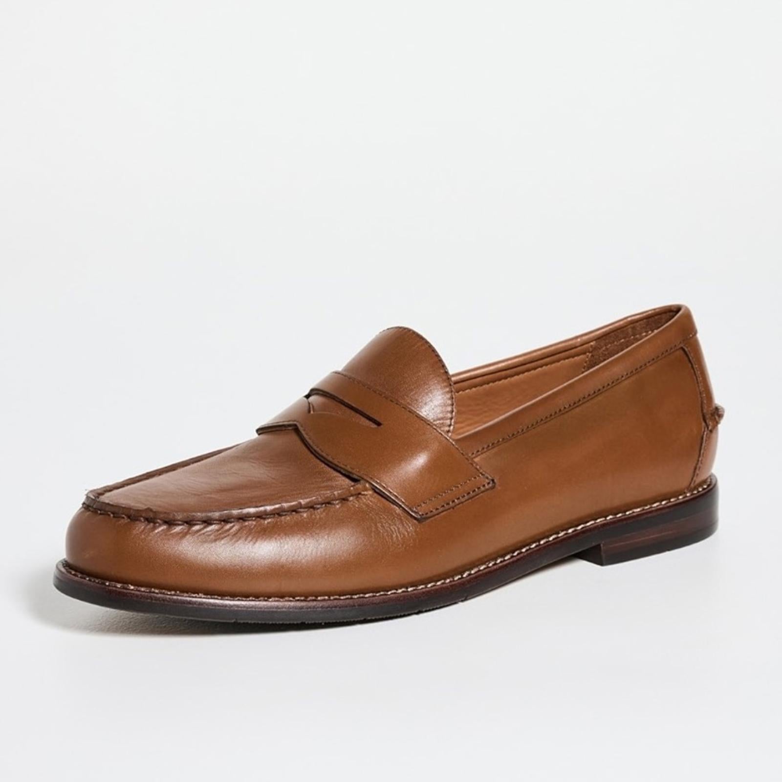 Polo Ralph Lauren Alston Leather Penny Loafers in Tan, NWT, Size 14