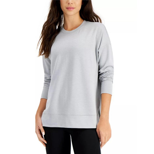 ID-Ideology Active Solid Crewneck Top in Grey, Size S New w/Tag $39.50