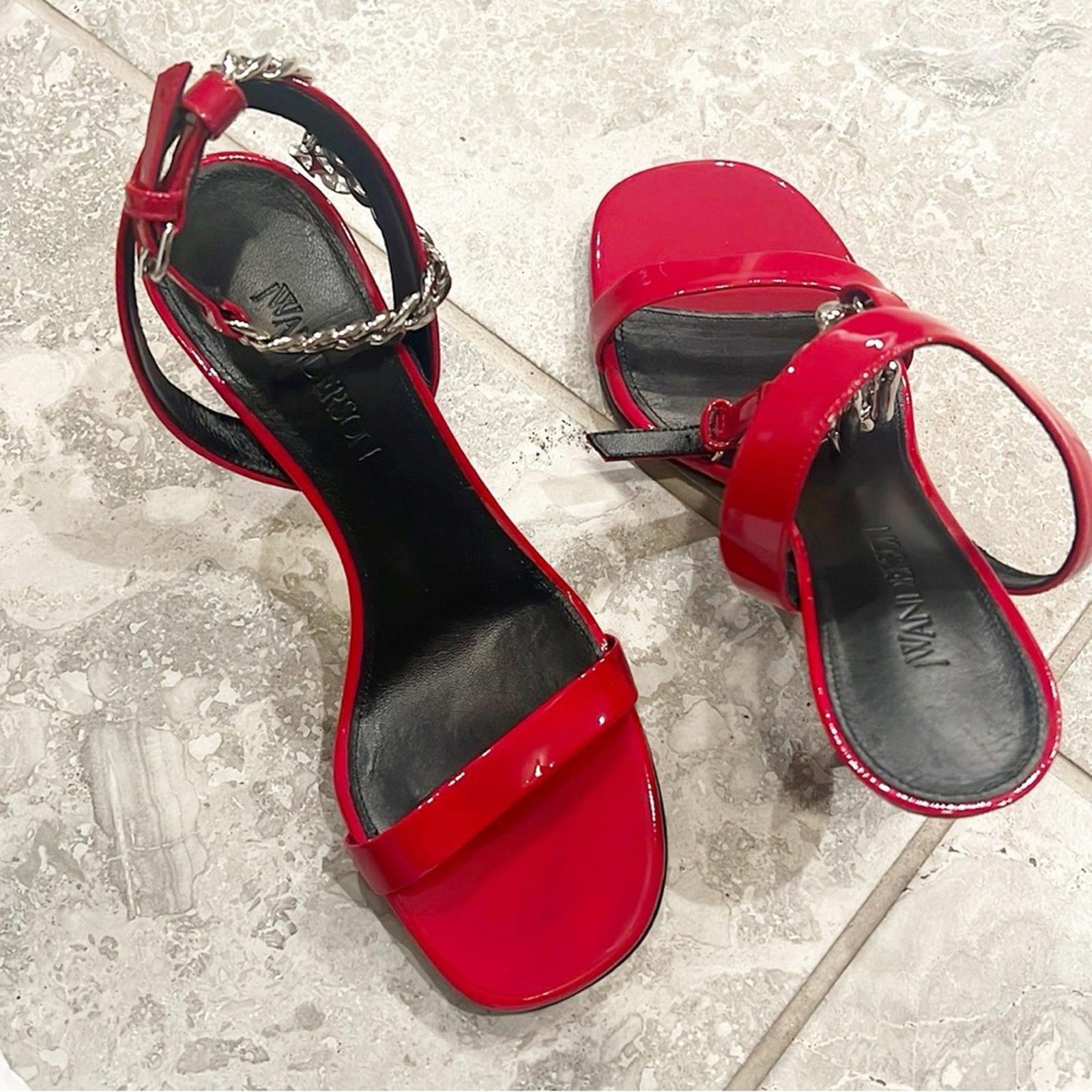 JW Anderson Chain Ankle Strap High Heel Sandals in Red, Size 37.5 New in Box