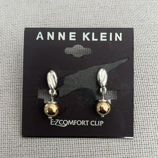 Anne Klein Two-Tone E-ZComfort Clip Earrings