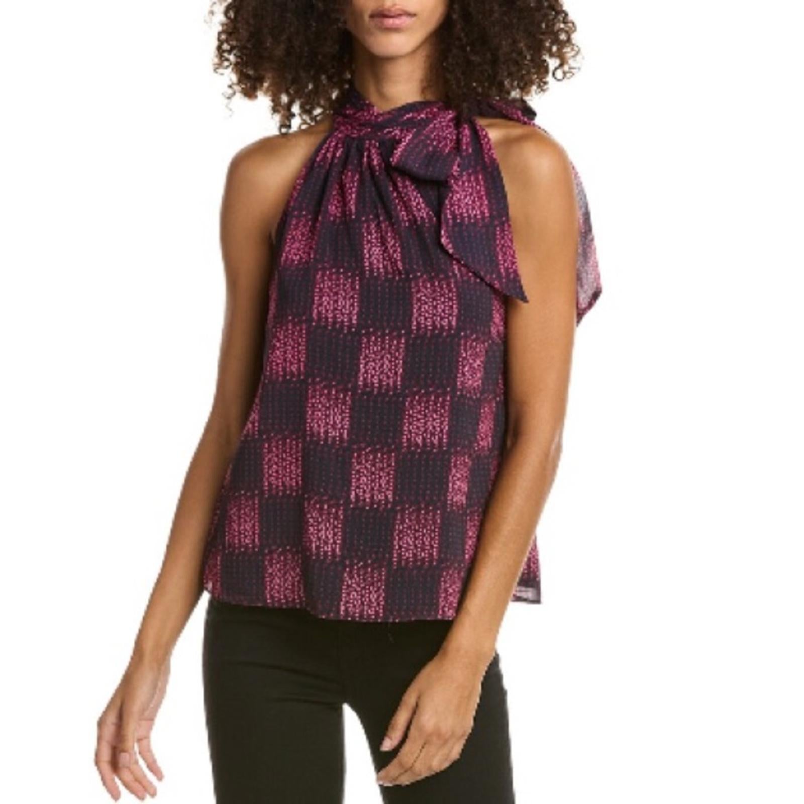 Ramy Brook Leilany Blouse in Pink/Black, Size L New w/Tag $295