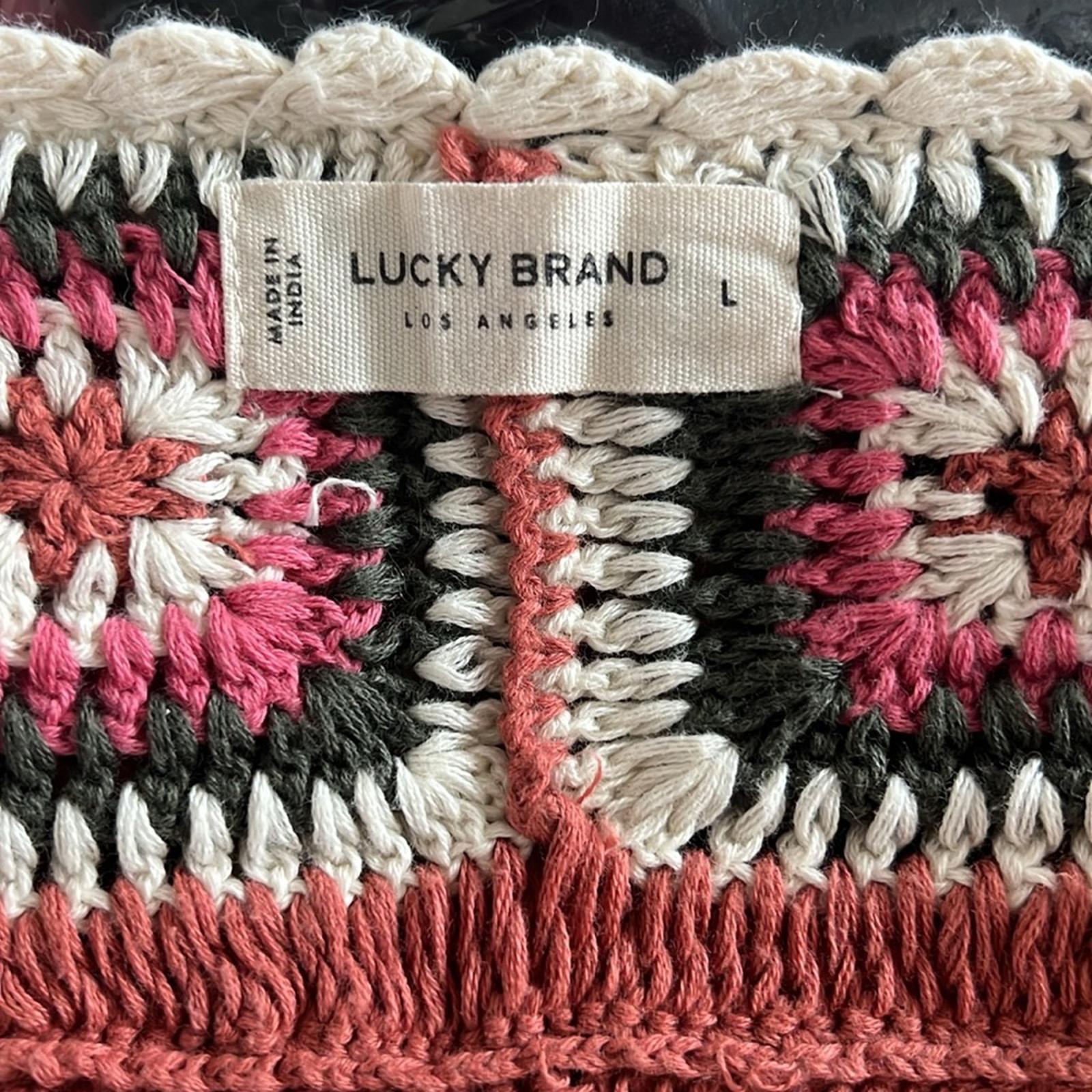 Lucky Brand Geo Crochet Cardigan, NWT, Size L