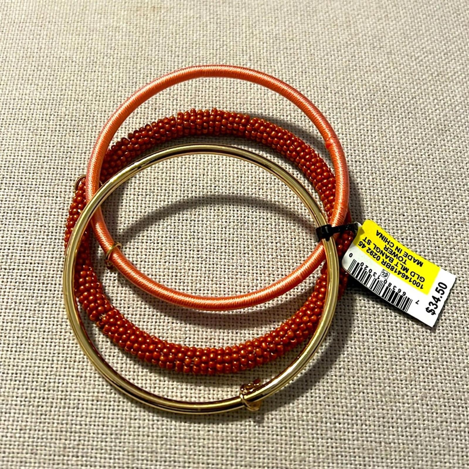 INC Gold-Tone 3-Piece Set Pave Charm Seed Bead & Thread-Wrapped Bangle Bracelets
