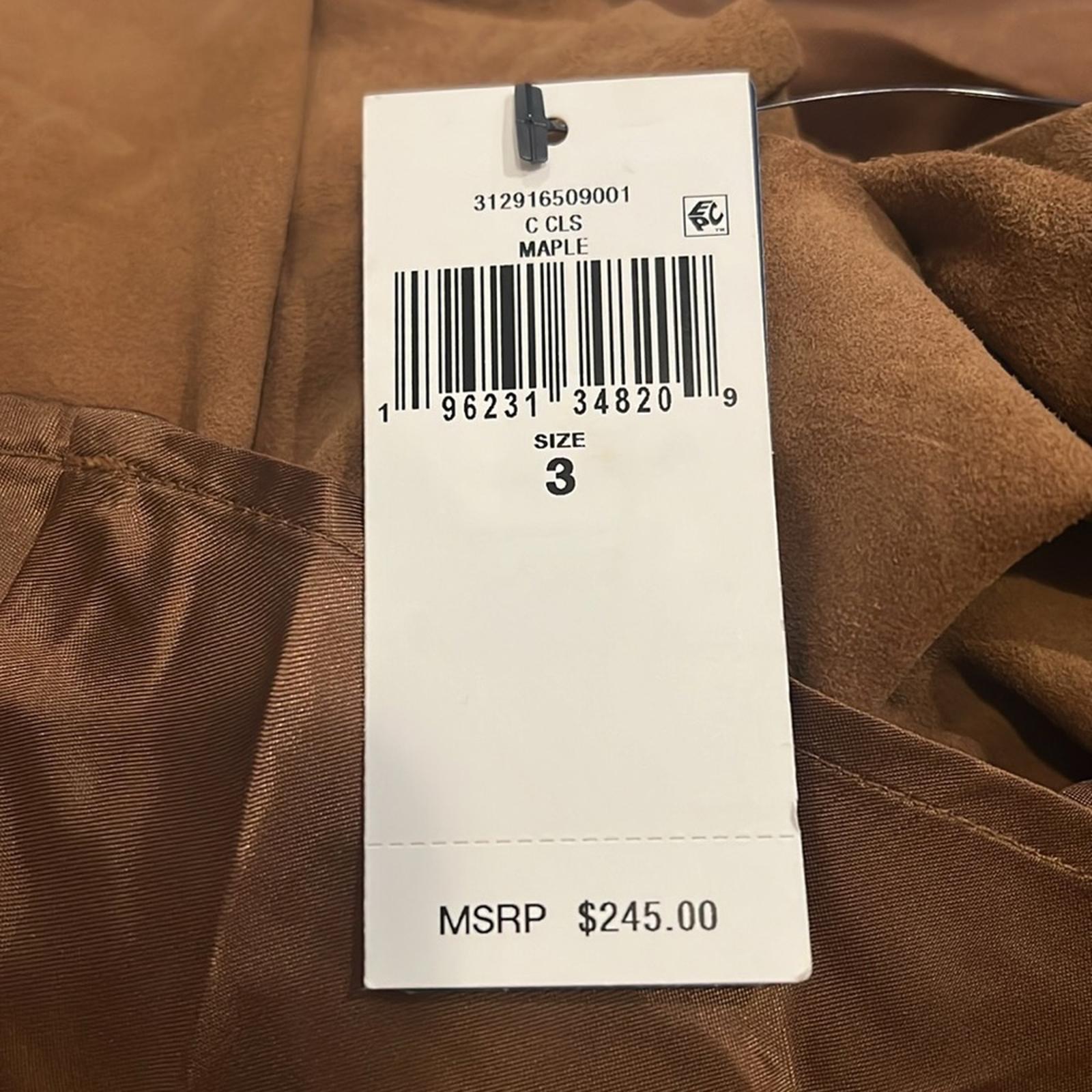 Polo Ralph Lauren Goat-Suede Leather Skirt Girls' Size 3, Maple New w/Tag $245