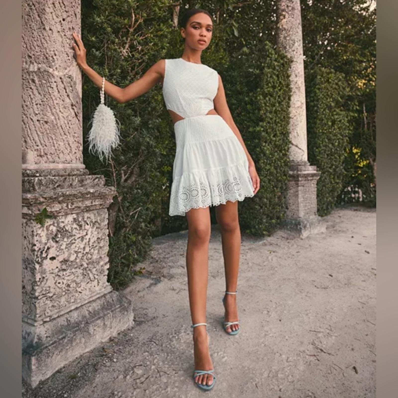 French Connection Esse Cotton Eyelet Cutout Dress in Linen White, NWT, Size 2