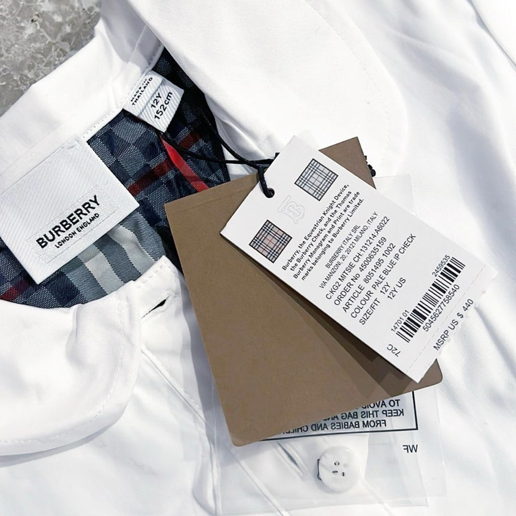 Burberry Chequerboard Panel Stretch Cotton Polo Shirt Dress, Size 12Y New w/Tag
