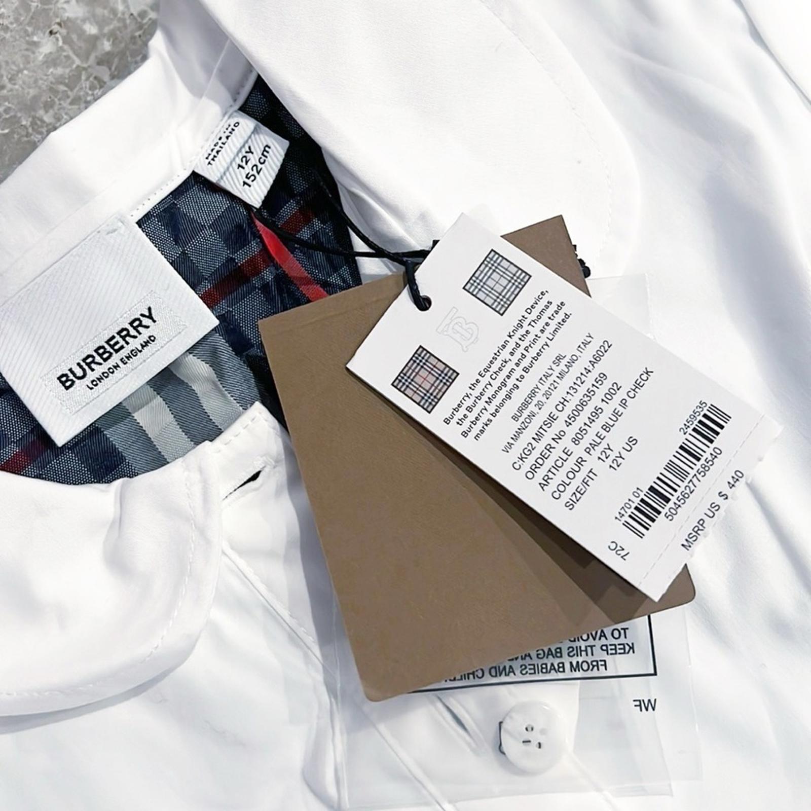 Burberry Chequerboard Panel Stretch Cotton Polo Shirt Dress, Size 12Y New w/Tag