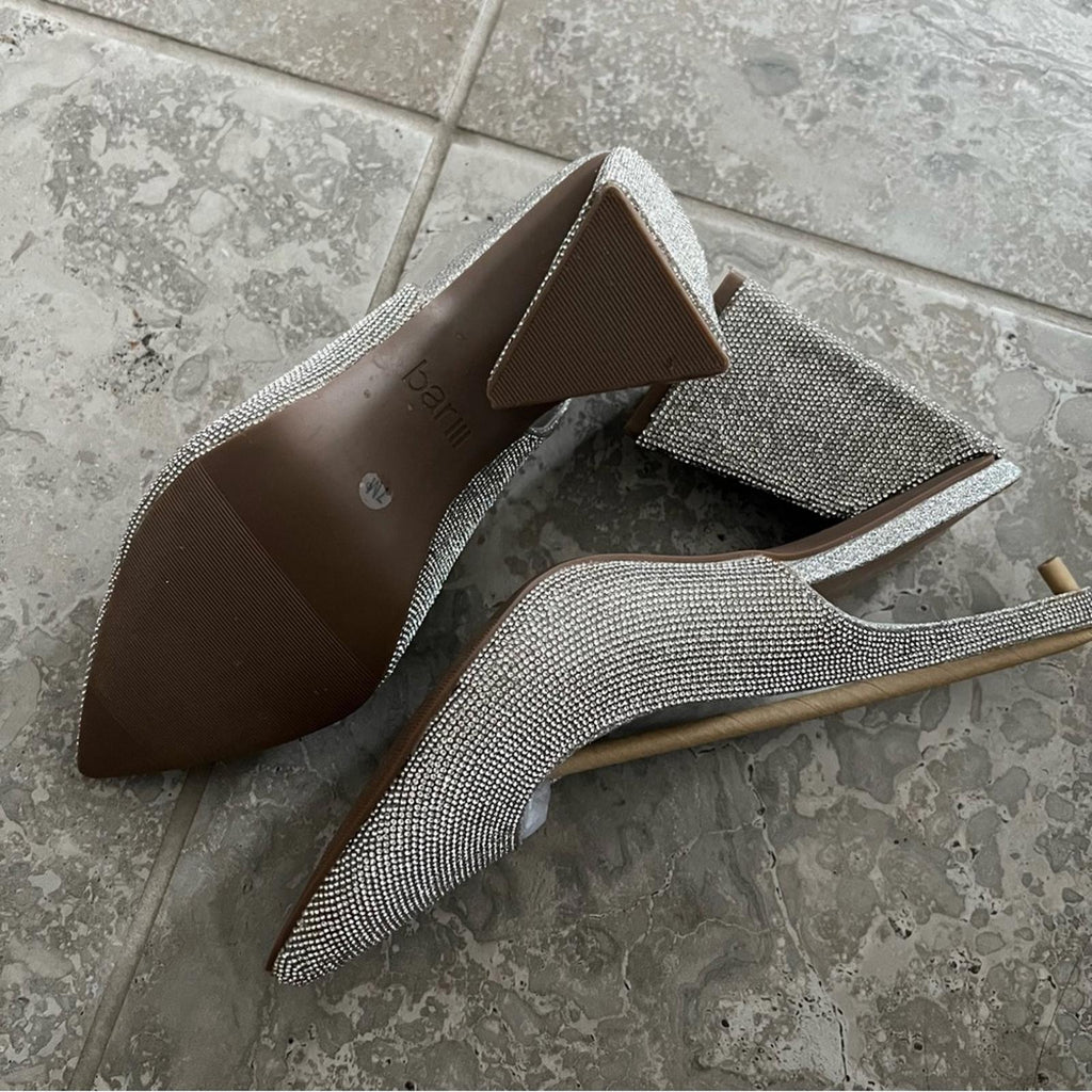 NWT Bar III Arrica Slingback Pumps, Silver Bling Size 7M New in Box Retail $89.5