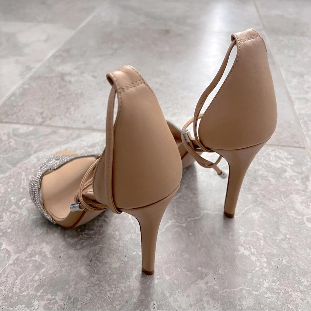 Schutz x Revolve Andy Leather Open Toe Heels, Size 8 New in Box w/Dust Bag