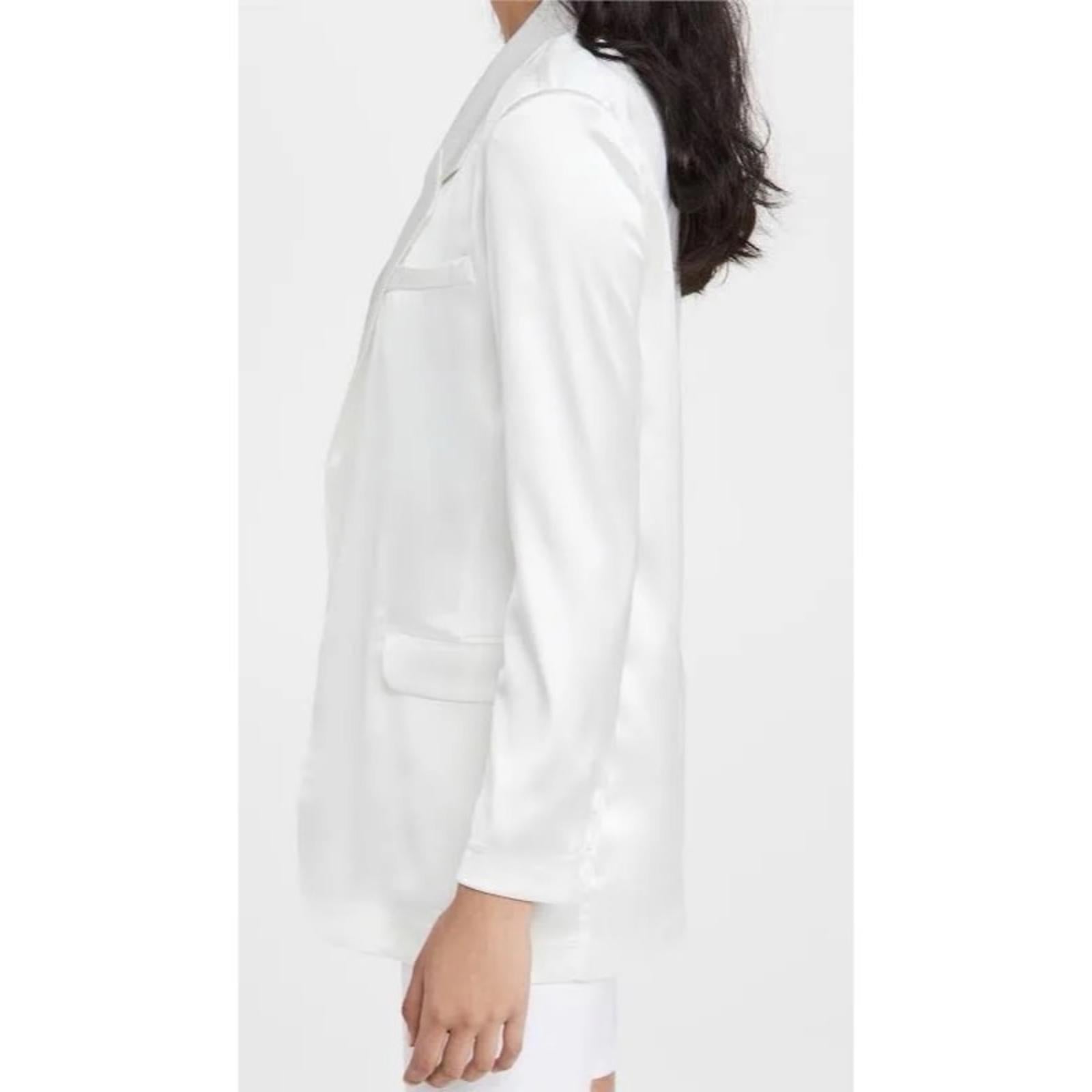 Steve Madden Revolve Smooth Talk Blazer, Satin One-Button in White Ivory NEW $99