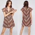 BCBG Lace-Up Back Mini Dress in Brown/Beige, Size S New w/Tag
