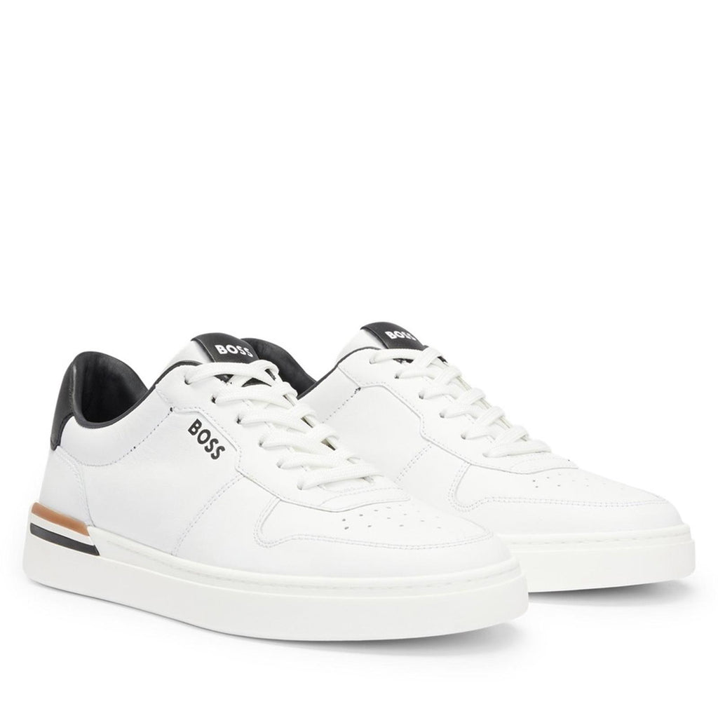 BOSS Leather Sneakers Clint in White, Size 43/10 New in Box