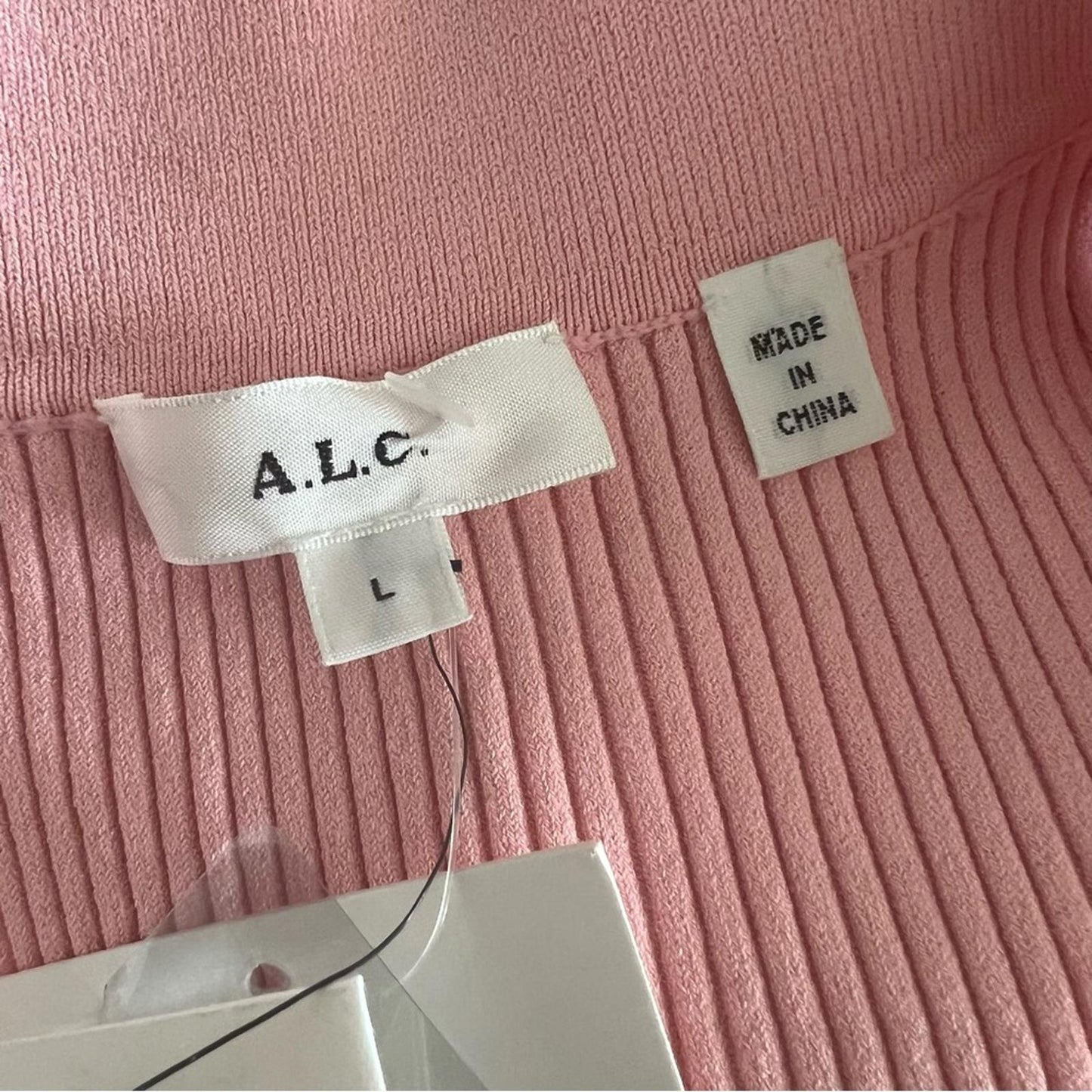 A.L.C. Asher Ribbed Top in Pink Sand, Size L New w/Tag Retail $295