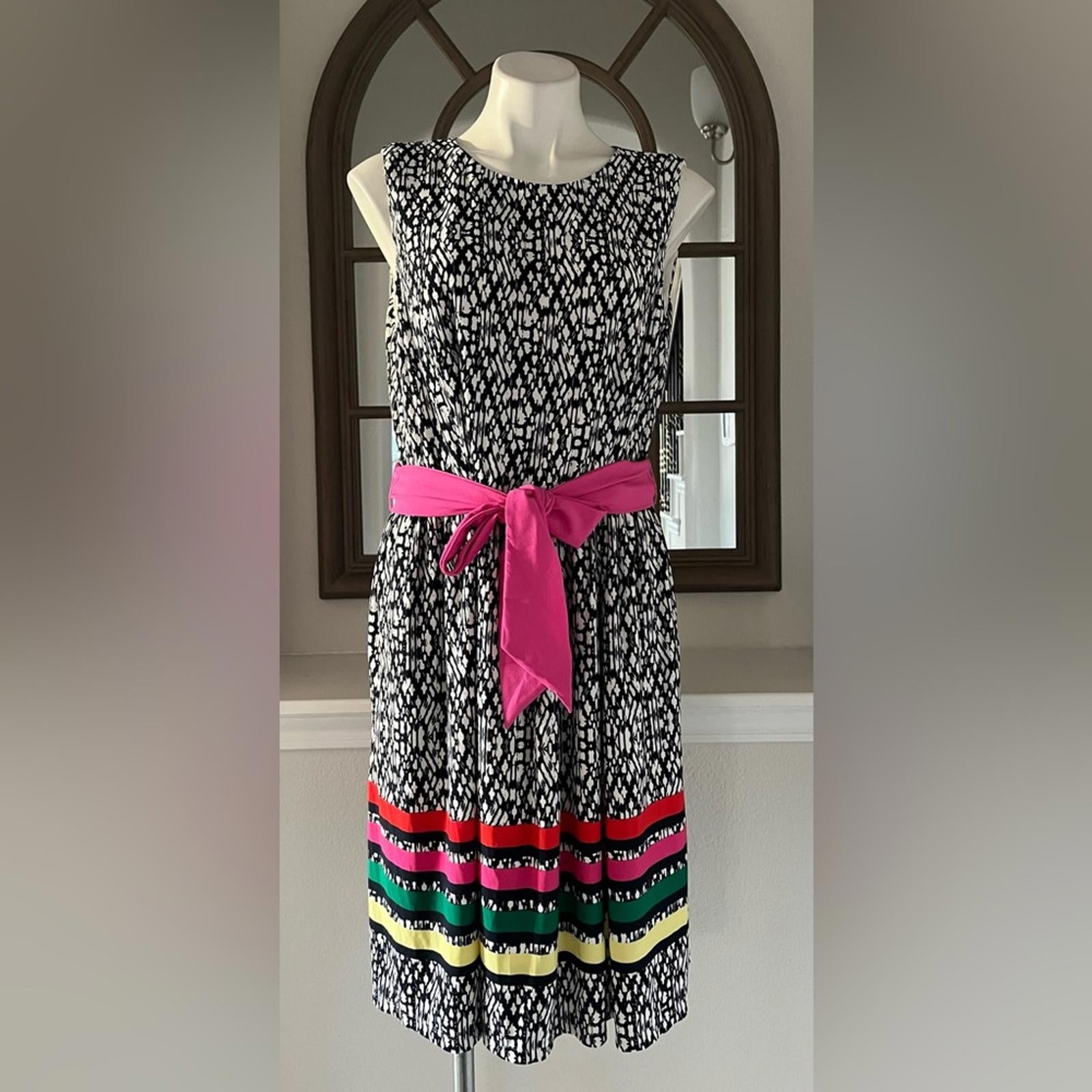 NEW Eliza J Fit & Flare Midi Dress in Black/White/Multi Plus Size 16W EXCELLENT!