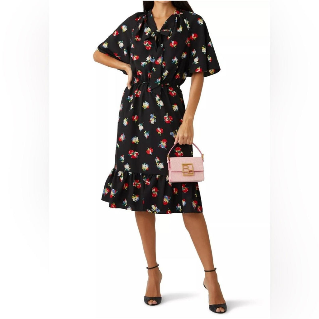 Lauren Ralph Lauren Floral Crepe Tie-Neck Dress, Size 14 EXCELLENT! Retail $155