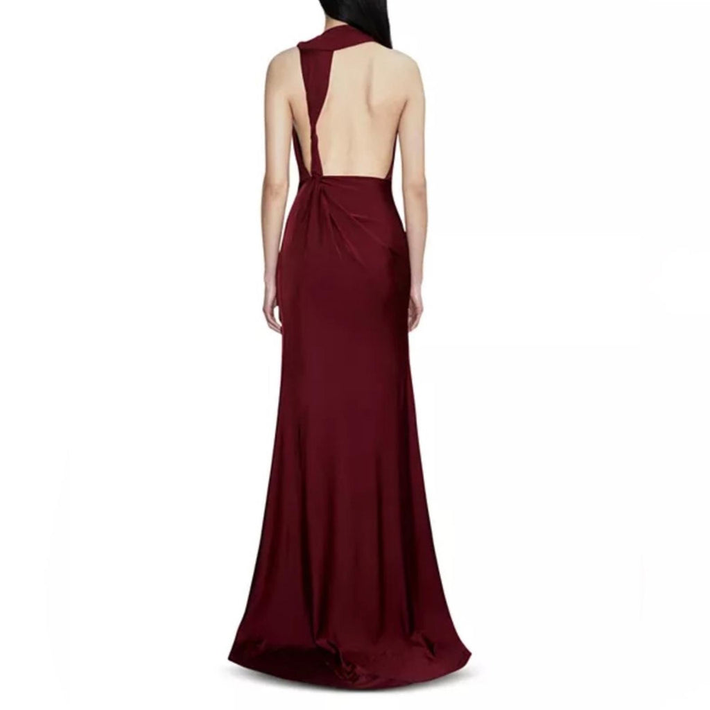 Et Ochs Valentina Open Back Gown Halter Evening Dress, Crimson, Size 8 NWT $1695