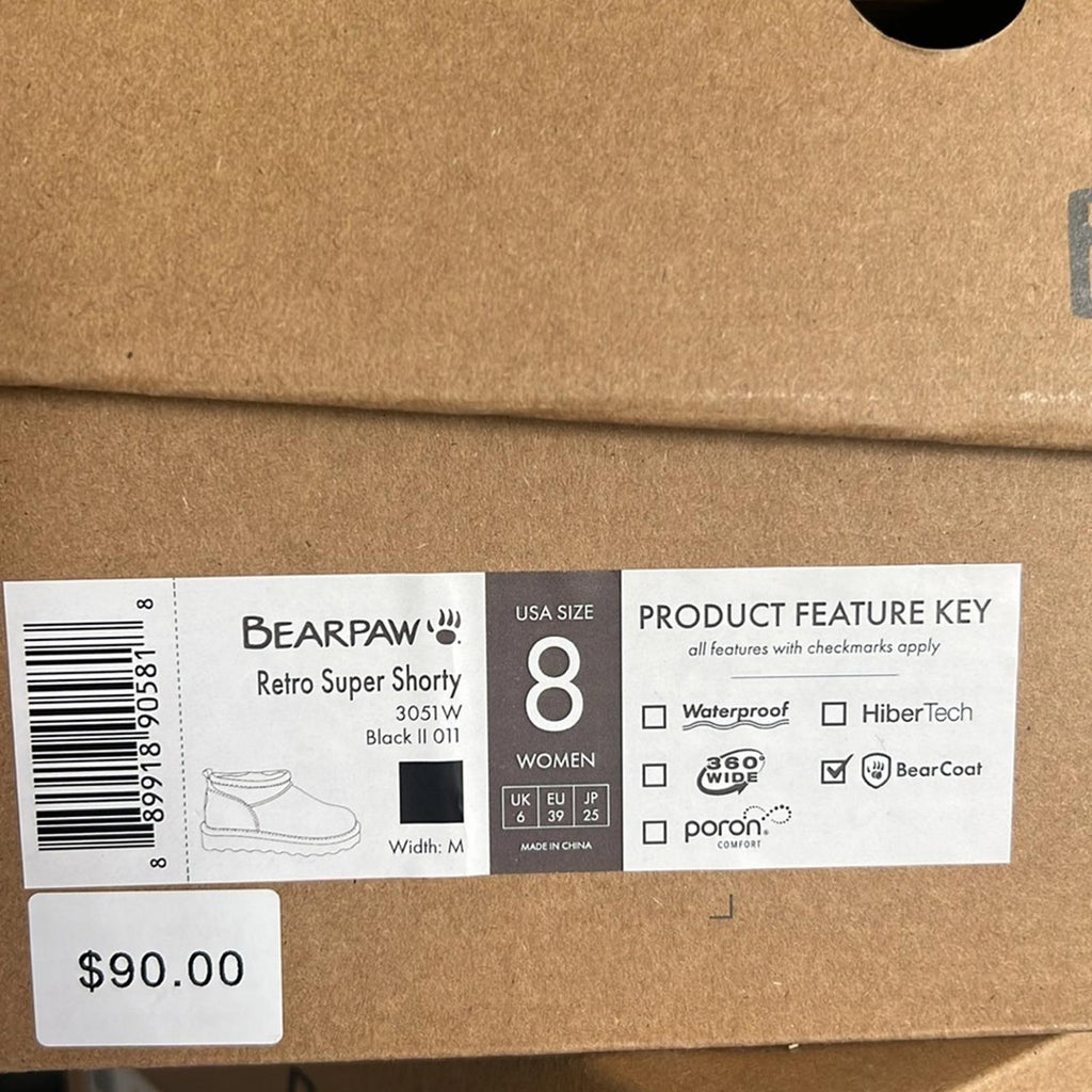 BearPaw Retro Super Shorty Platform Leather Ankle Boots, NWT, Size 8