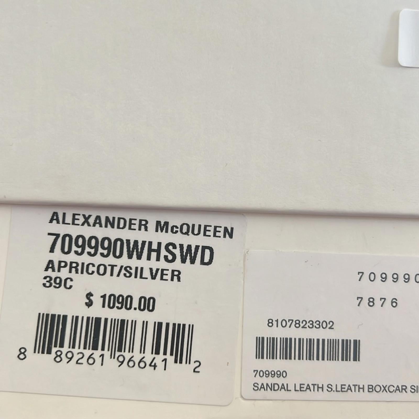 Alexander McQueen Double Buckle Punk Mule in Apricot, Size 39.5 NEW in Box $1050