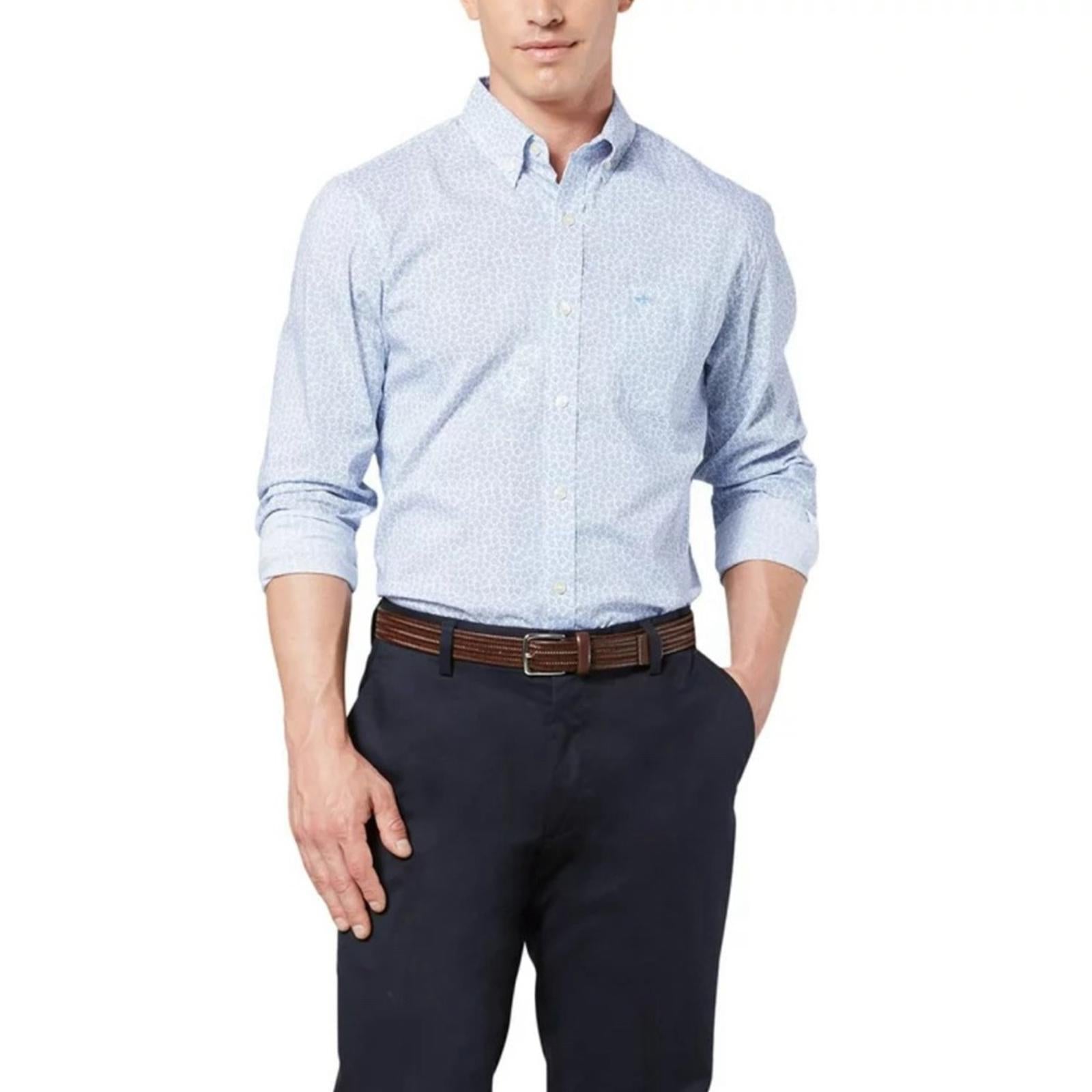 Dockers Regular Fit Long Sleeve Dots Button-Down Shirt, Size XXL New w/Tag