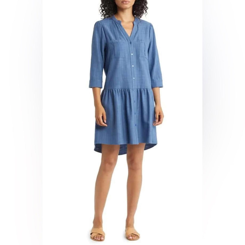 Caslon Pocket Front Drop Waist Dress in Blue Moonlight, Size XXL NEW w/o Tag