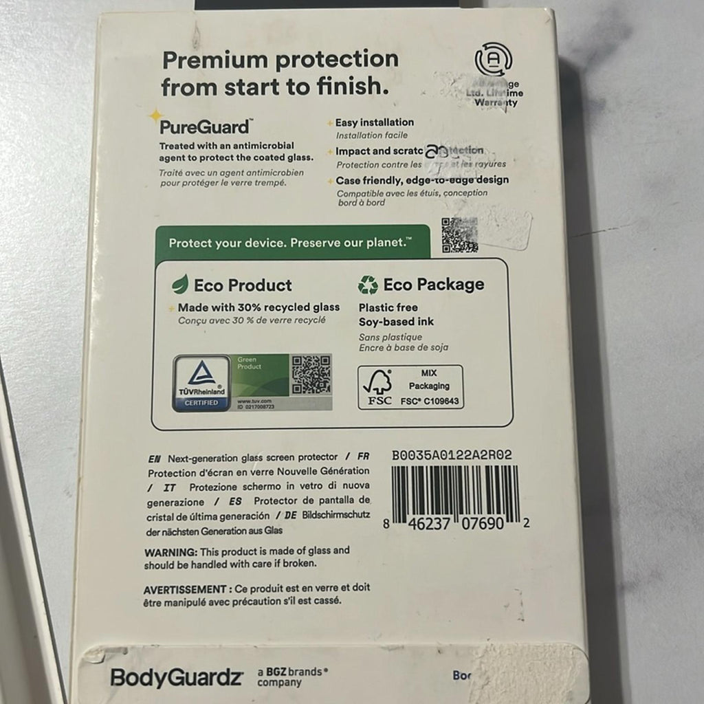 BodyGuardz Pure Glass Screen Protector for Apple iPhone 6.1Pro (2022), Clear